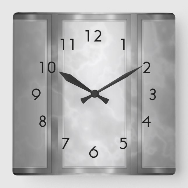 Horloge Carrée Panneaux en marbre noir de charbon (Recto)