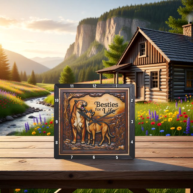 Horloge Carrée Panther Goat Textured Forest (Créateur téléchargé)