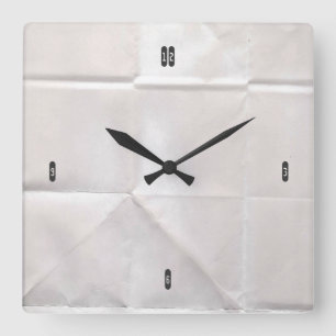 Horloge Carrée Papier Brown effondré personnalisable