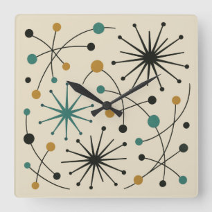Horloge Carrée Papier d'emballage à motif en étoile éclatée de st