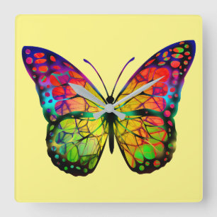 HORLOGE CARRÉE PAPILLON ABSTRAIT