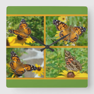 Horloge Carrée Papillon-dame américain - Vanessa virginiensis