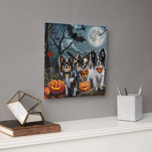Horloge Carrée Papillon Halloween Éffrayant