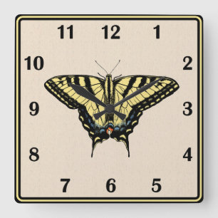 Horloge Carrée Papillon Southwestern jaune Swallowtail