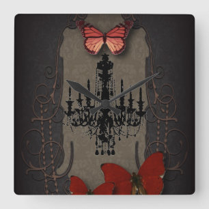 Horloge Carrée papillon steampunk paris chandelier vintage