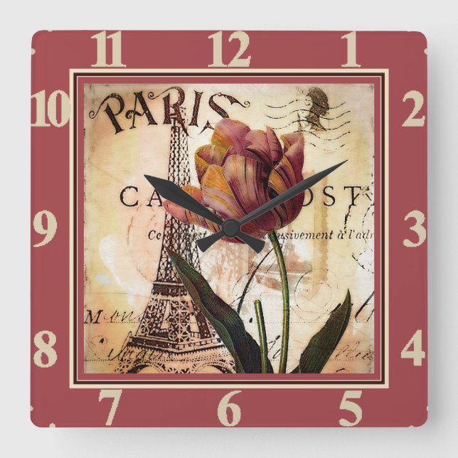 Horloge Carrée Paris tulip (Recto)