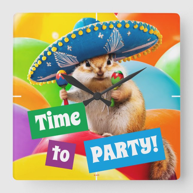 Horloge Carrée Parti Chipmunk En Sombrero (Recto)