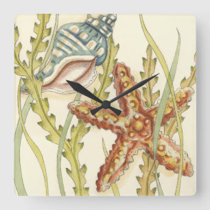 Horloge Carrée Partie Shell multicolore