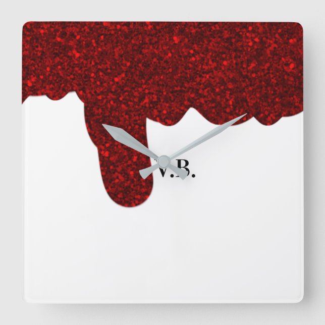 Horloge Carrée Parties scintillant rose étincelante design ajoute (Recto)