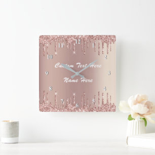 Horloge Carrée Parties scintillant rose Gold Blush Drivers votre 
