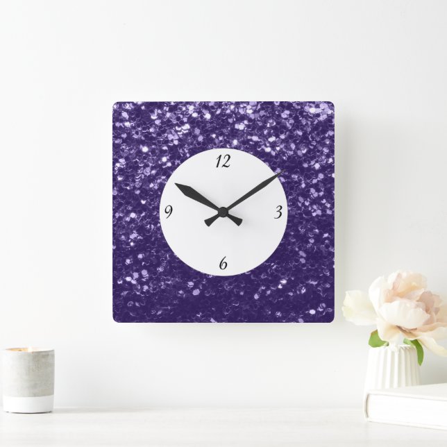 Horloge Carrée Parties scintillant violet foncé ultra violet bril (Maison)