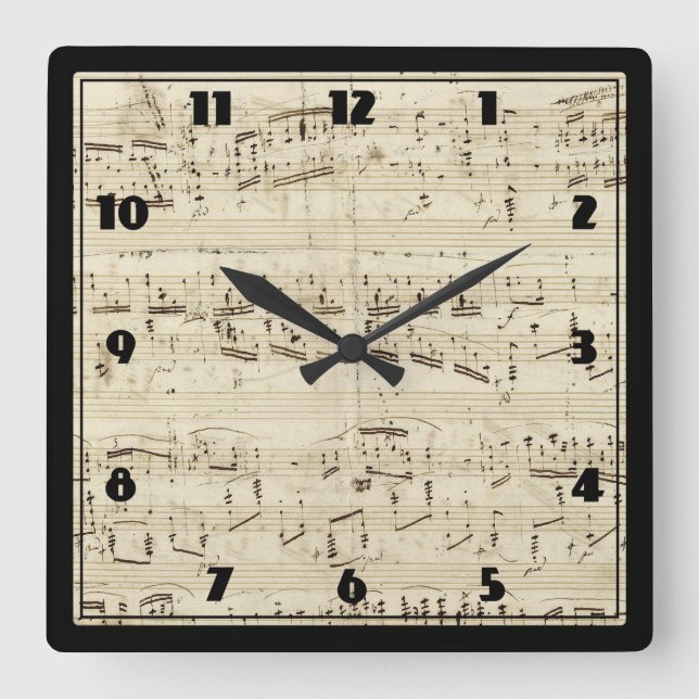 Horloge Carrée Partition sur parchemin manuscrite en encre (Recto)