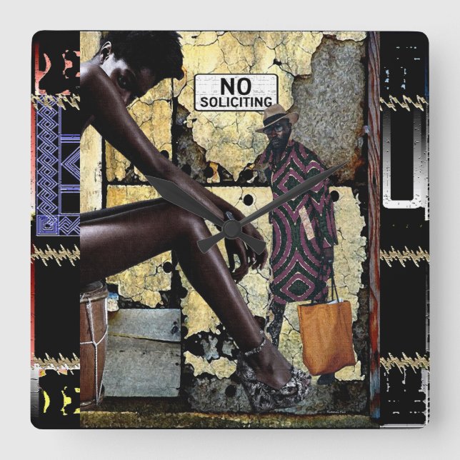 Horloge Carrée Pas de sollicitation ! (Recto)