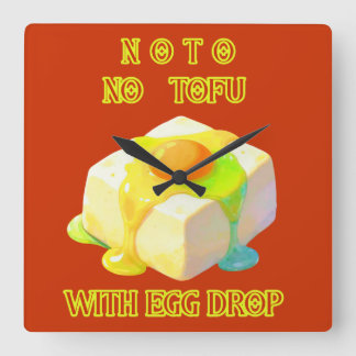 Horloge Carrée Pas de tofu avec l'oeuf qui tombe