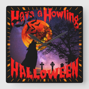Horloge Carrée Passez un Halloween hurlant