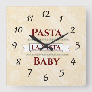 Horloge Carrée Pasta la Vista Baby Wall Clock