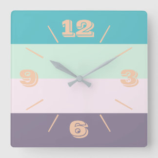 Horloge Carrée Pastel coloré