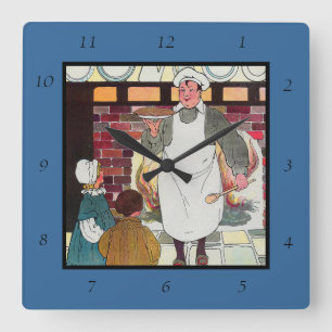 Horloge Carrée Pat-a-cake, pat-a-cake, l'homme de Baker