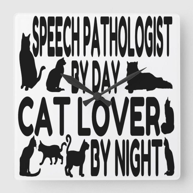 Horloge Carrée Pathologue de Cat Lover Speech (Recto)