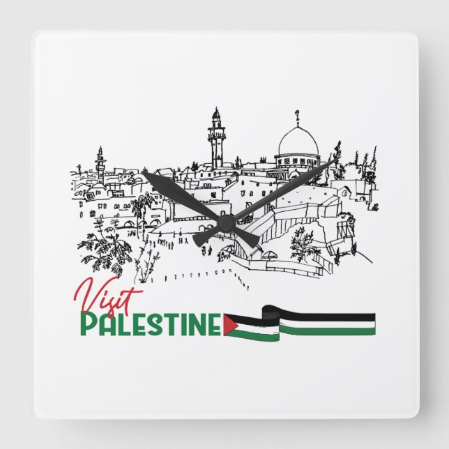 Horloge Carrée Patrimoine palestinien et espoir (Recto)