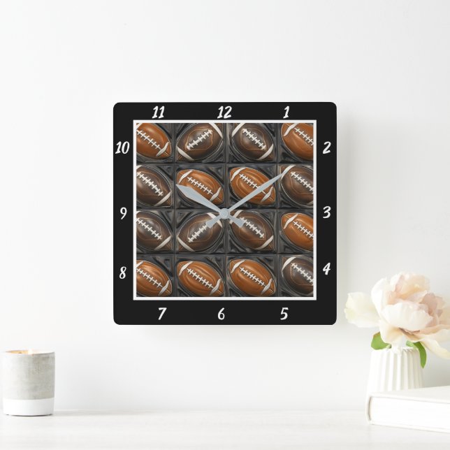 Horloge Carrée Patterned Football Sports (Maison)