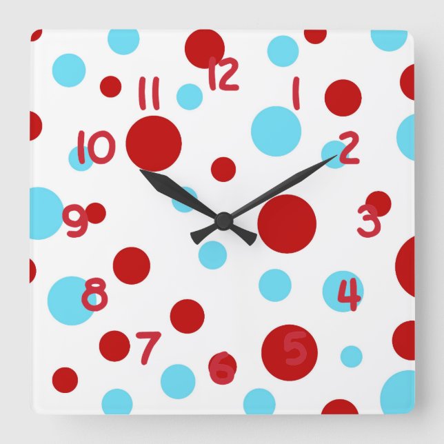 Horloge Carrée Patters de Bright Teal Turquoise (Recto)