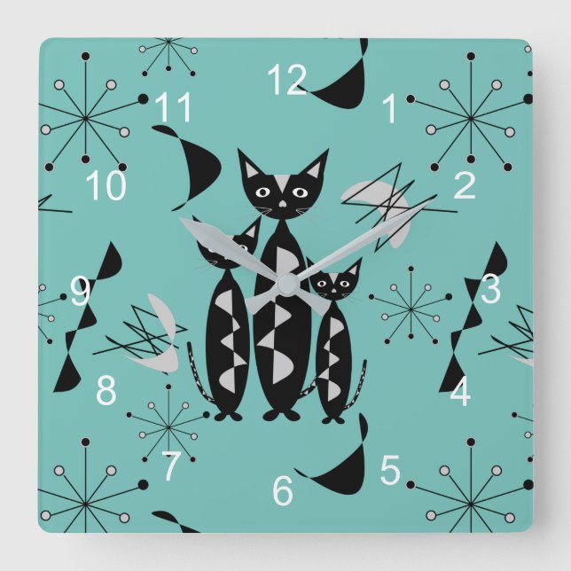 Horloge Carrée Patters de la coupe de Mid Century (Recto)
