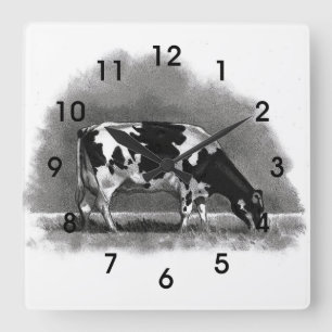 Horloge Carrée Pâturage de vache du Holstein : Art original de