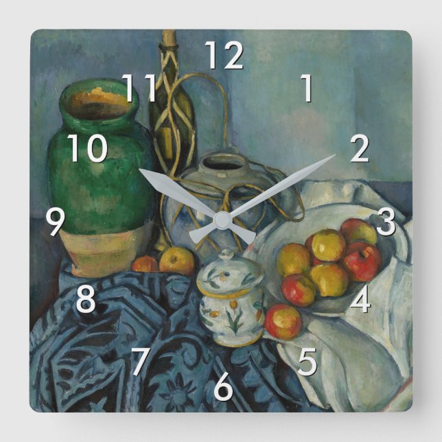 Horloge Carrée Paul Cezanne - Vie morte avec pommes (Recto)