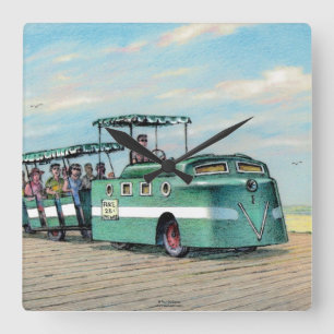 Horloge Carrée Paul McGehee "horloge du train de promenade"