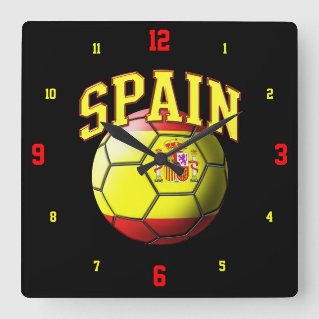Horloge Carrée Pavillon de l'Espagne à bille de football (Recto)