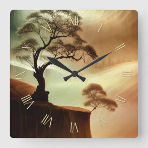 Horloge Carrée Paysage des arbres du désert