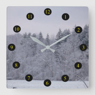 Horloge Carrée Paysage d'hiver