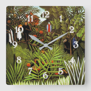 Horloge Carrée Paysage exotique par Henri Rousseau