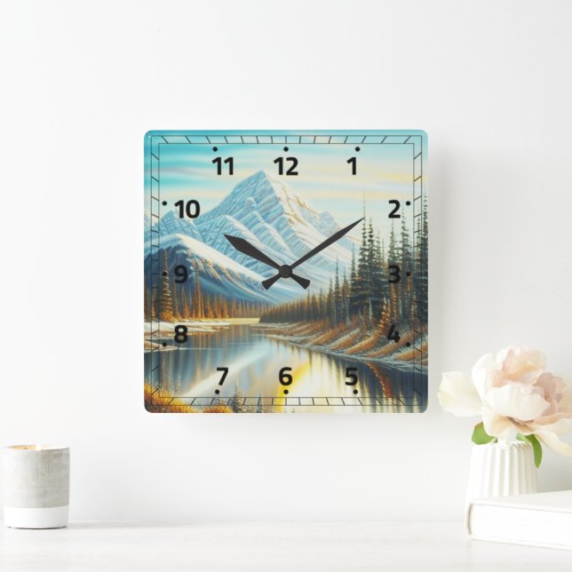 Horloge Carrée Paysage naturel du Canada - L'art exceptionnel des (Maison)