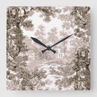 Paysage vintage Cottage Toile Brown & Blanc