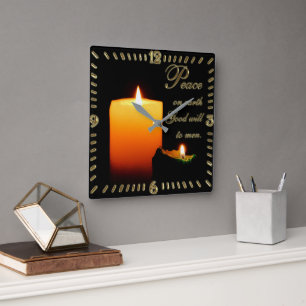 Horloge Carrée Peace on Earth Christmas Square Wall Clock