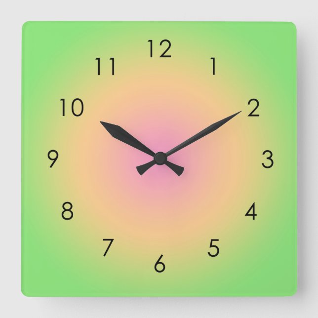 Horloge Carrée Peach rose Green Gradient Ombre Aura (Recto)