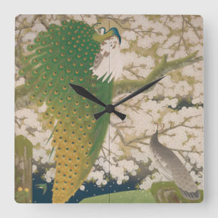 Horloge Carrée Peacocks and Cherry Tree (1925)