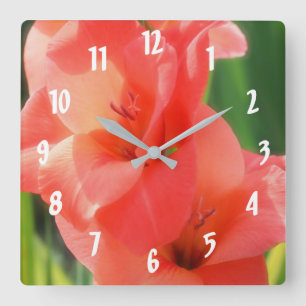 Horloge Carrée Pêcher les gladiolas