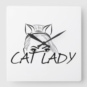 Horloge Carrée Peeking Cat