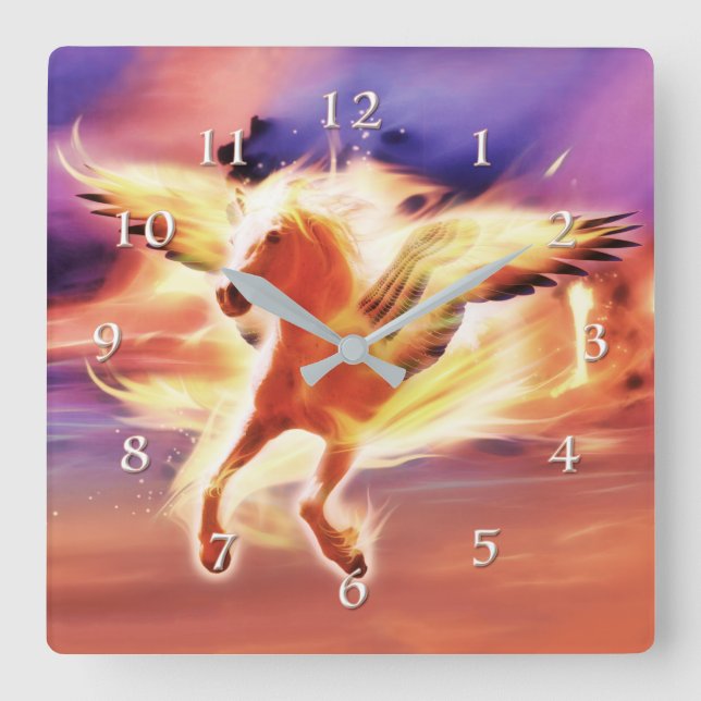 HORLOGE CARRÉE PEGASUS MENER AVEC LA LUMIÈRE (Recto)
