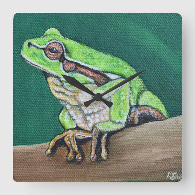 Horloge Carrée Peinture à la grenouille (Recto)