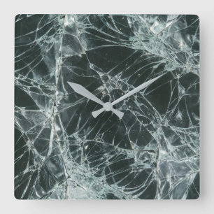 Horloge Carrée Peinture à l'huile de surface en verre brisé (styl