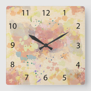 Horloge Carrée Peinture Abstraite colorée