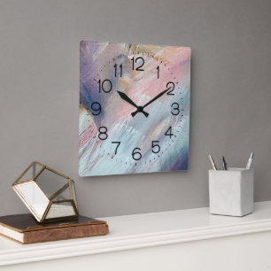 Horloge Carrée Peinture aquarelle Abstraite