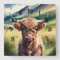Peinture aquarelle Bébé Highland Cow assise