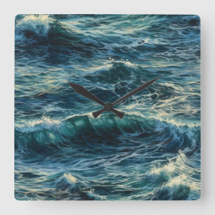 Horloge Carrée Peinture des poussées de mer