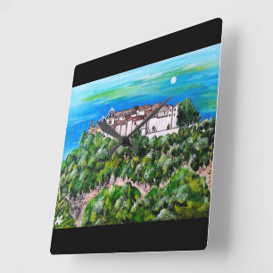 Horloge Carrée Peinture du Monastère de San Miguel par Alfred Fox