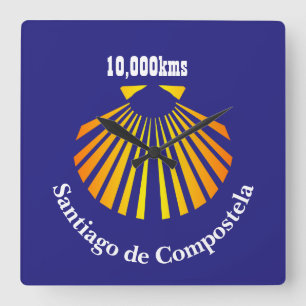 Horloge Carrée Pèlerins Camino Scallop Shell marqueur